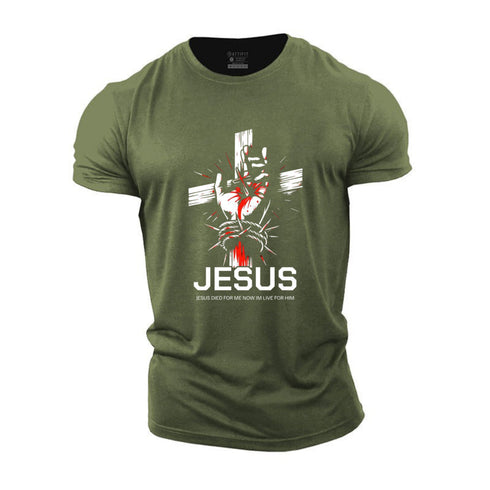 Men's JESUS DIED FOR ME NOW IM LIVE FOR HIM Cotton T-Shirt